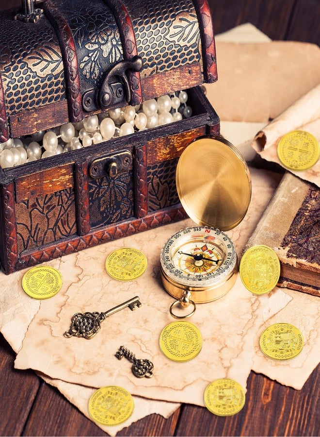 Dingion 100 Pcs Plastic Gold Coins Set Pirate Coins Fake Toy Tokens Treasure Coins Reward Gifts Replica Spanish Doubloons for Board Games Pirate Treasure Chest Party Favors(Golden) - Image 5